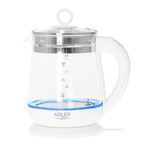 Adler | Kettle | AD 1299 | Electric | 2200 W | 1.5 L | Glass/Stainless steel | 360° rotational base | White - 3